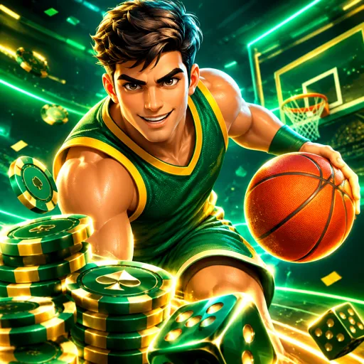 Jogador de basquete finalizando em quadra de ginásio